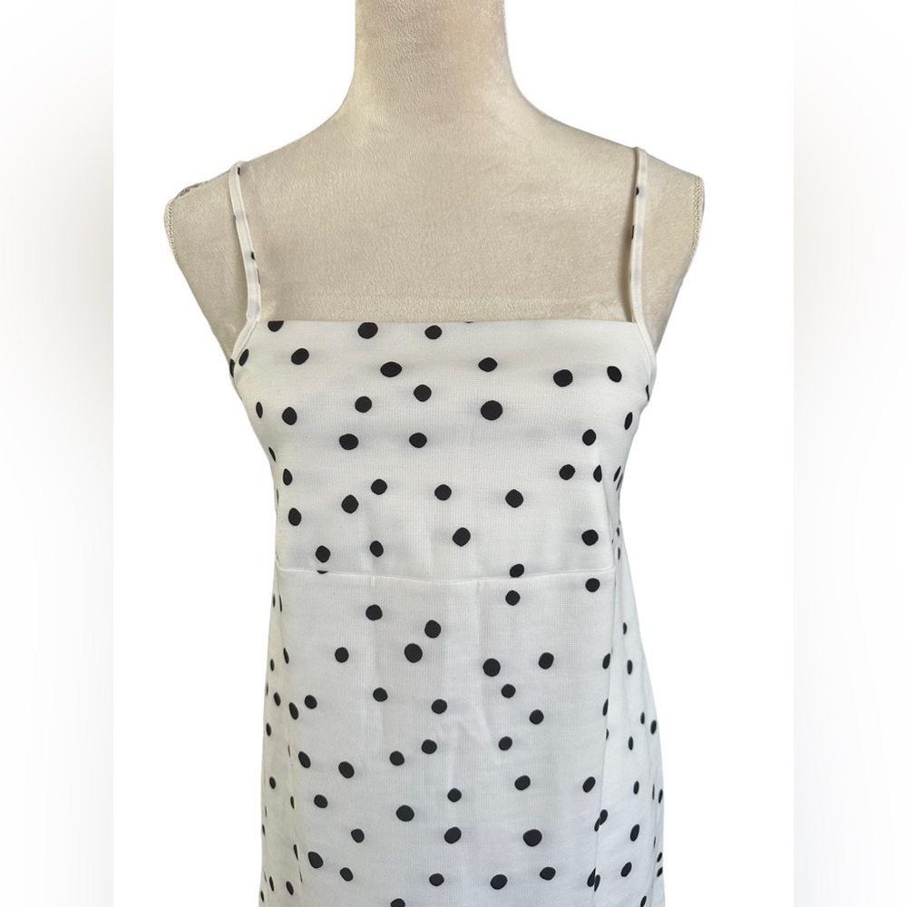 Zara white black polka dot spaghetti strap mini dress - Picture 2 of 5